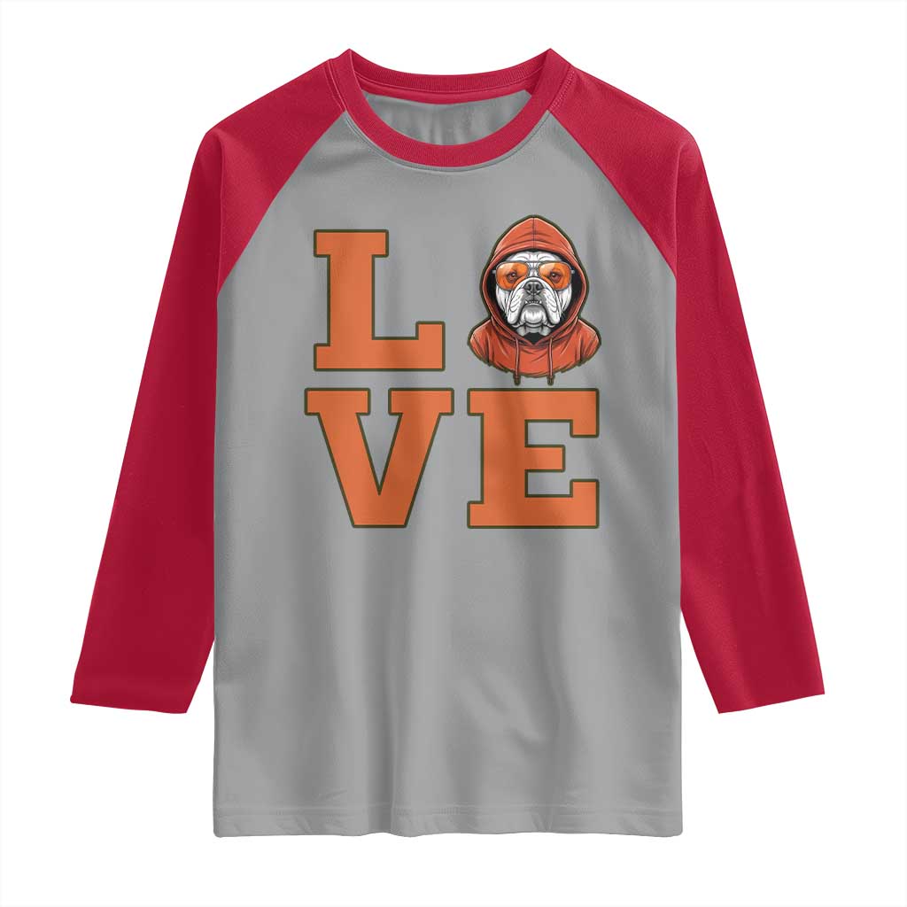 Love Vintage Cool Bulldog Raglan Shirt Game Day Dog Lover TS12 Sport Gray Red Print Your Wear