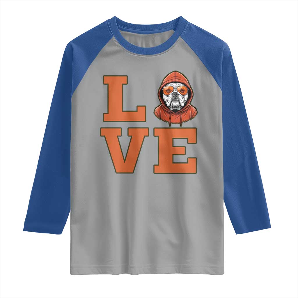 Love Vintage Cool Bulldog Raglan Shirt Game Day Dog Lover TS12 Sport Gray Royal Print Your Wear