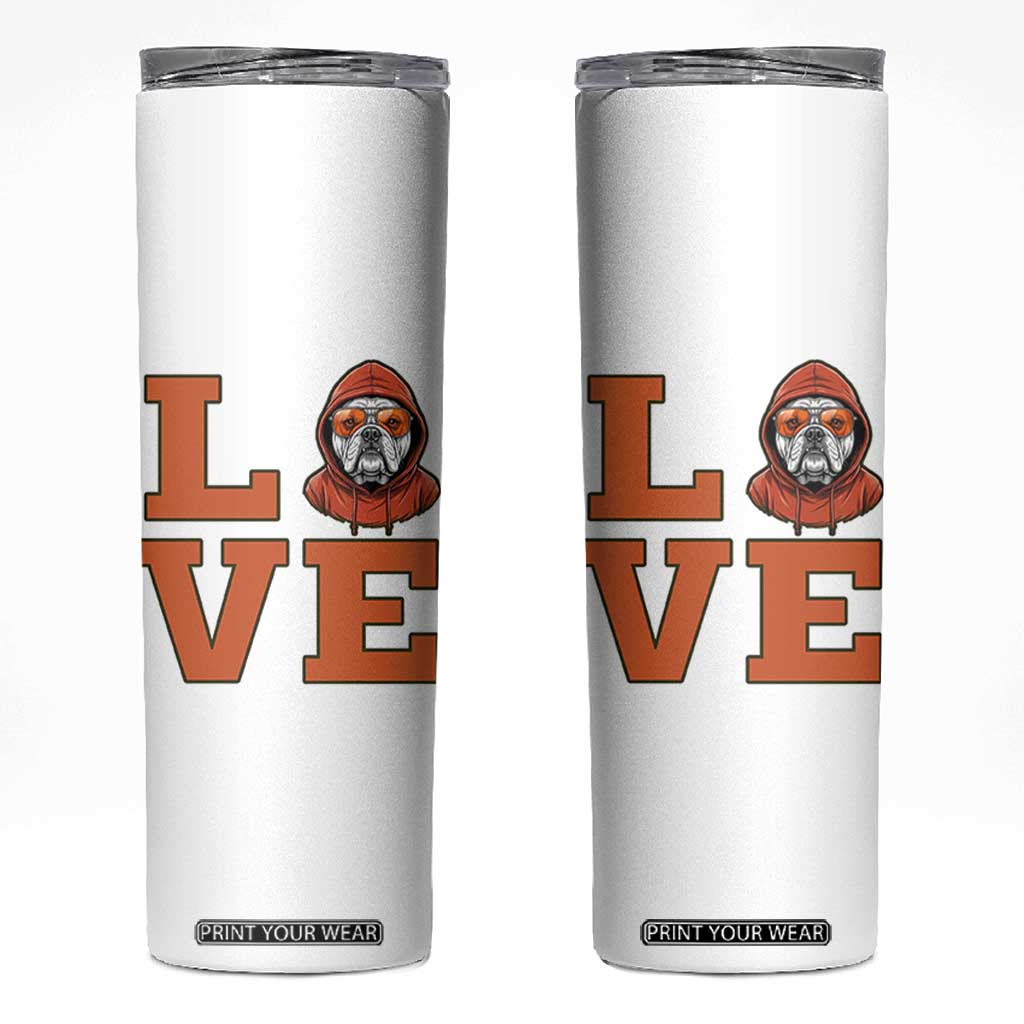 Love Vintage Cool Bulldog Skinny Tumbler Game Day Dog Lover TS12 White Print Your Wear