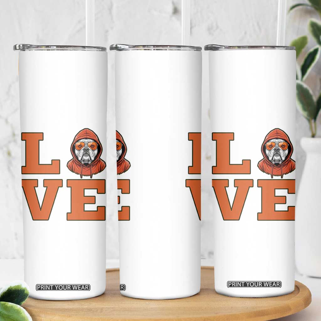 Love Vintage Cool Bulldog Skinny Tumbler Game Day Dog Lover TS12 Print Your Wear