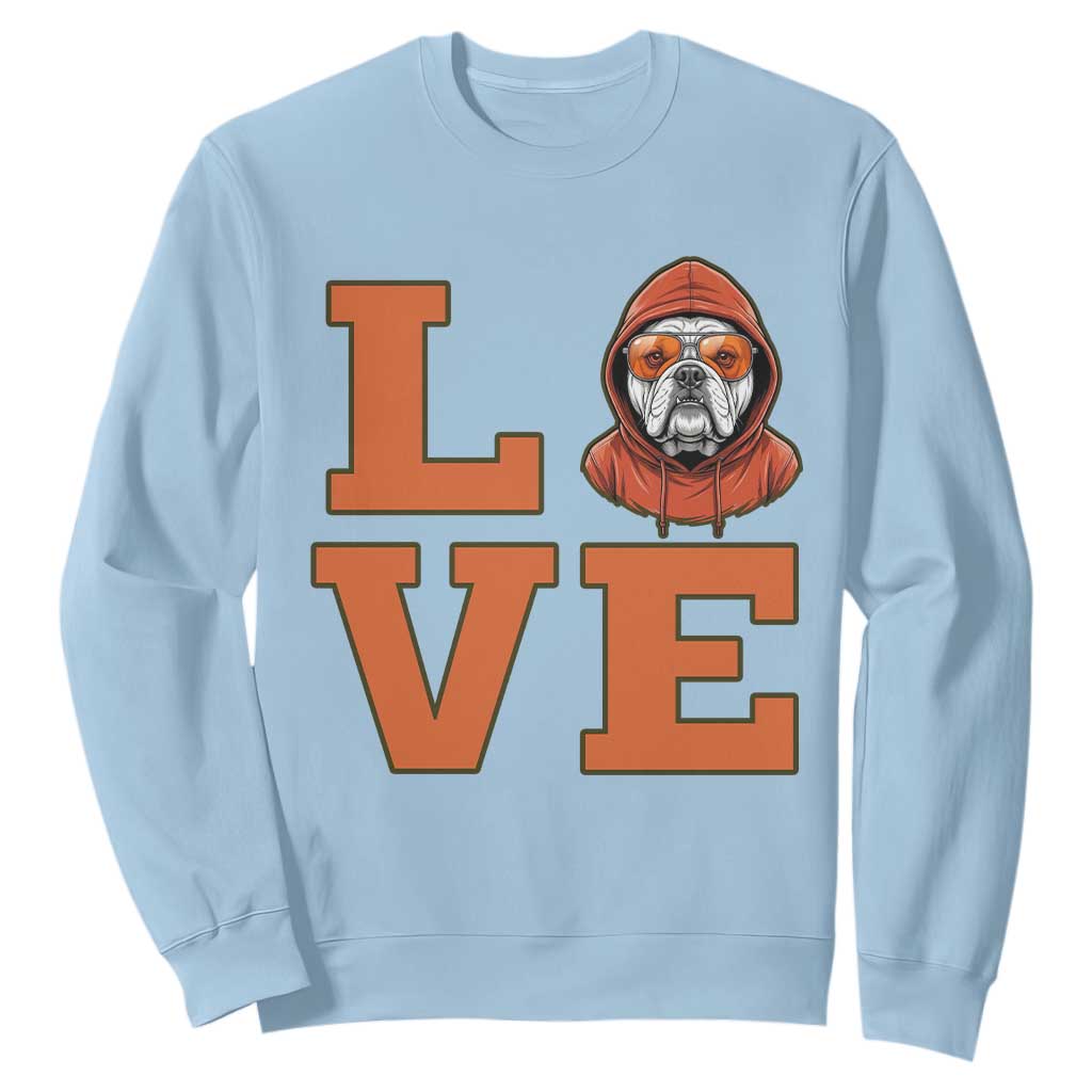 Love Vintage Cool Bulldog Sweatshirt Game Day Dog Lover TS12 Light Blue Print Your Wear