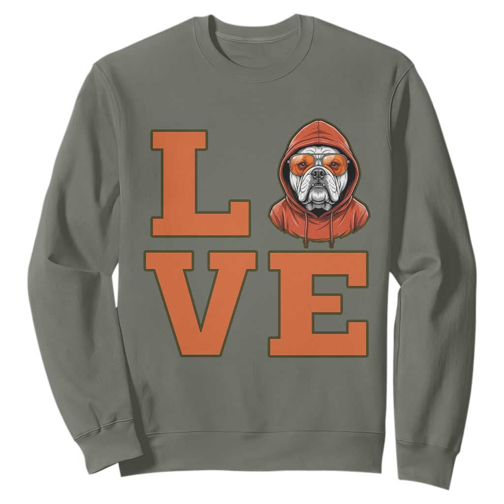 Love Vintage Cool Bulldog Sweatshirt Game Day Dog Lover TS12 Military Green Print Your Wear