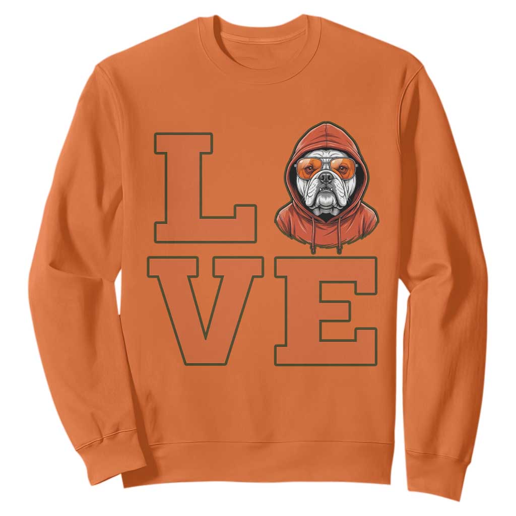 Love Vintage Cool Bulldog Sweatshirt Game Day Dog Lover TS12 Orange Print Your Wear