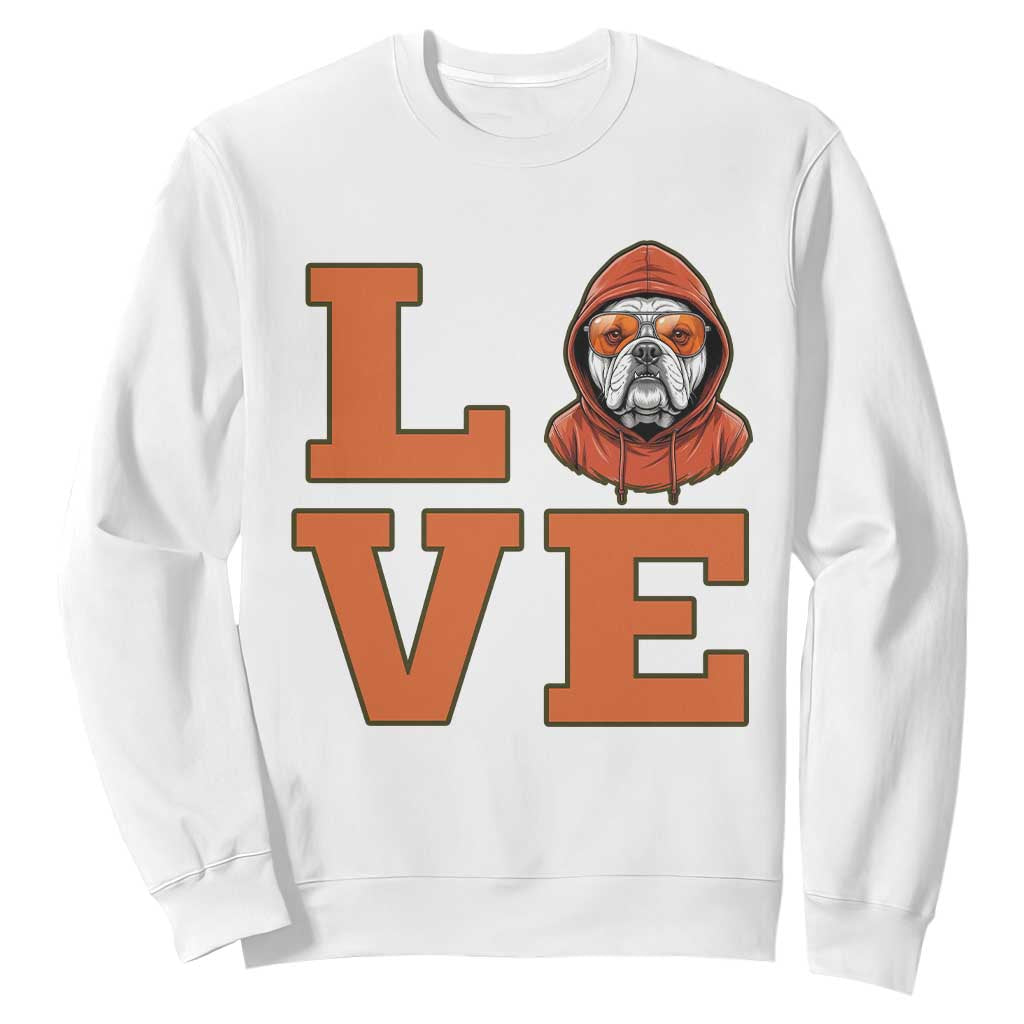 Love Vintage Cool Bulldog Sweatshirt Game Day Dog Lover TS12 White Print Your Wear