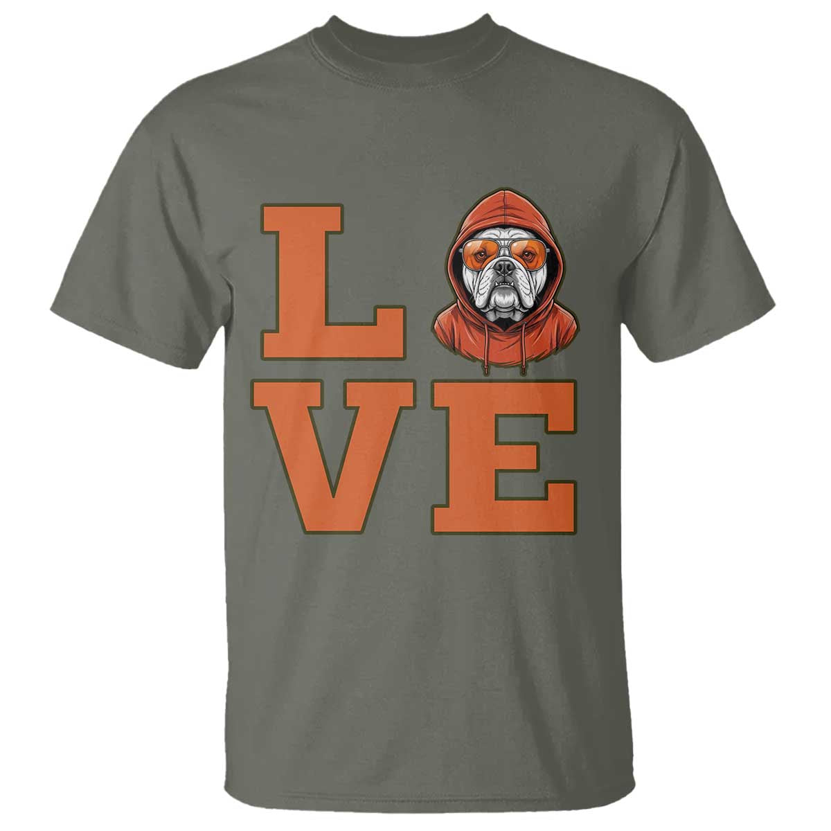 Love Vintage Cool Bulldog T Shirt Game Day Dog Lover TS12 Military Green Print Your Wear
