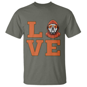 Love Vintage Cool Bulldog T Shirt Game Day Dog Lover TS12 Military Green Print Your Wear