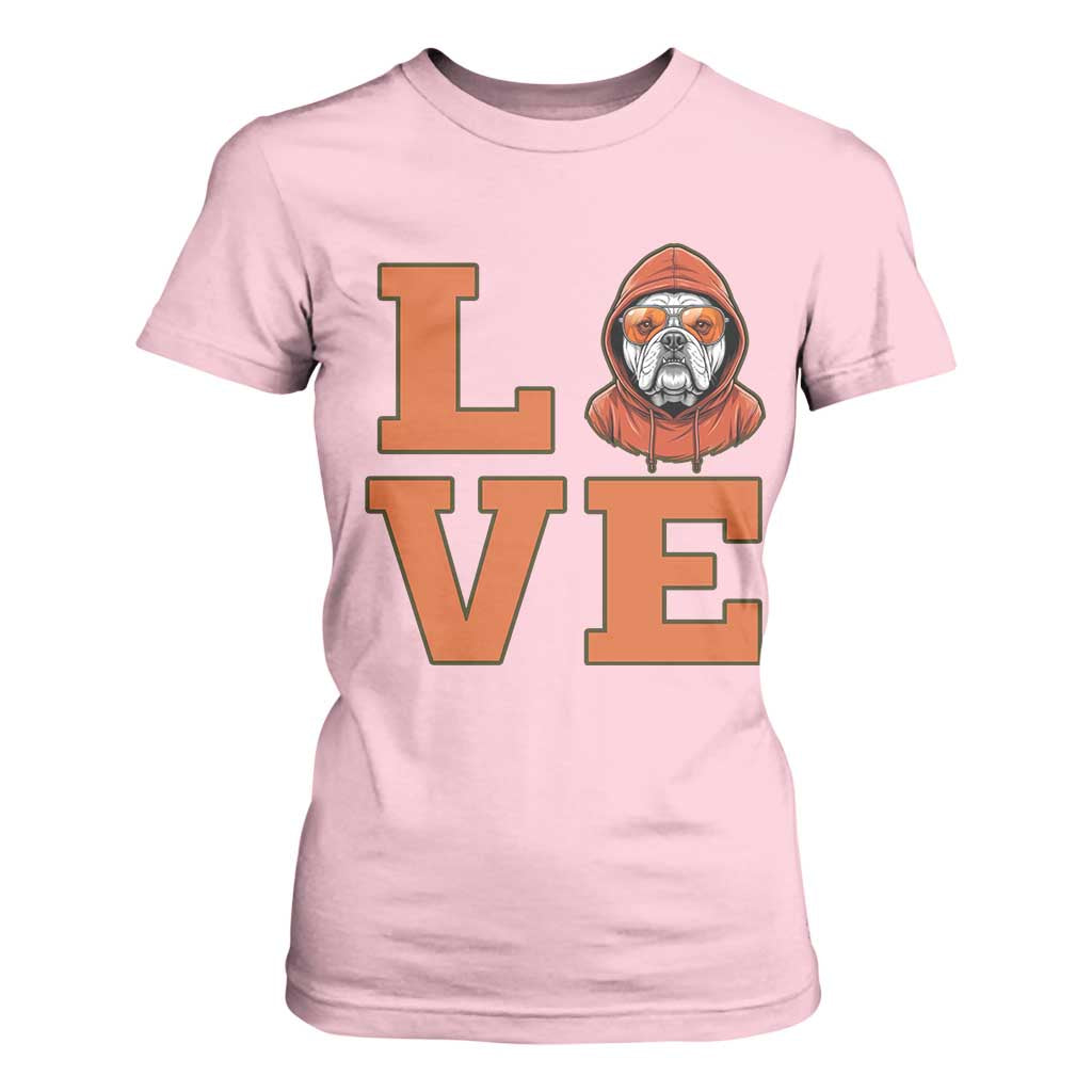 Love Vintage Cool Bulldog T Shirt For Women Game Day Dog Lover TS12 Light Pink Print Your Wear