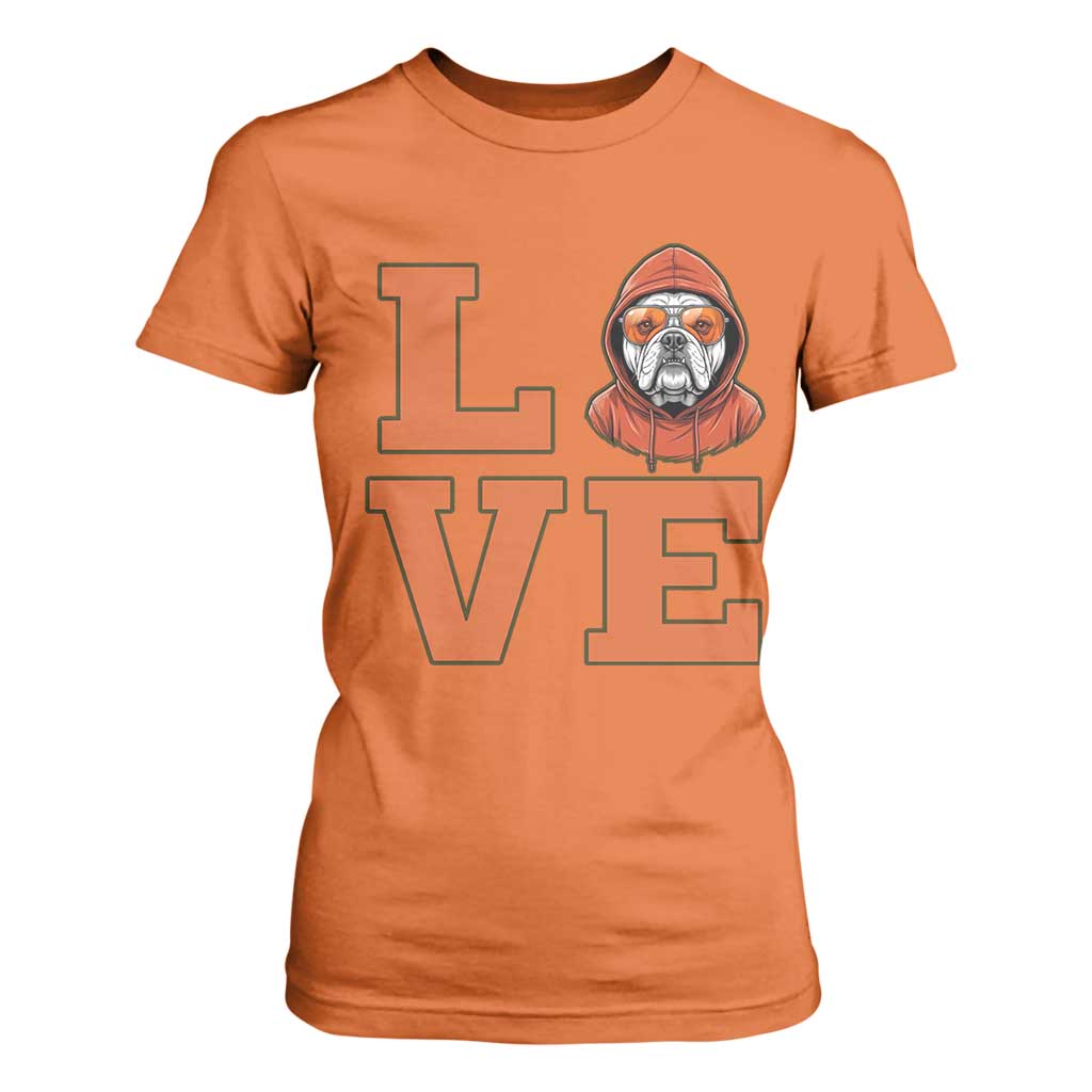 Love Vintage Cool Bulldog T Shirt For Women Game Day Dog Lover TS12 Orange Print Your Wear