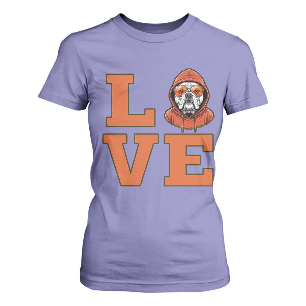 Love Vintage Cool Bulldog T Shirt For Women Game Day Dog Lover TS12 Violet Print Your Wear