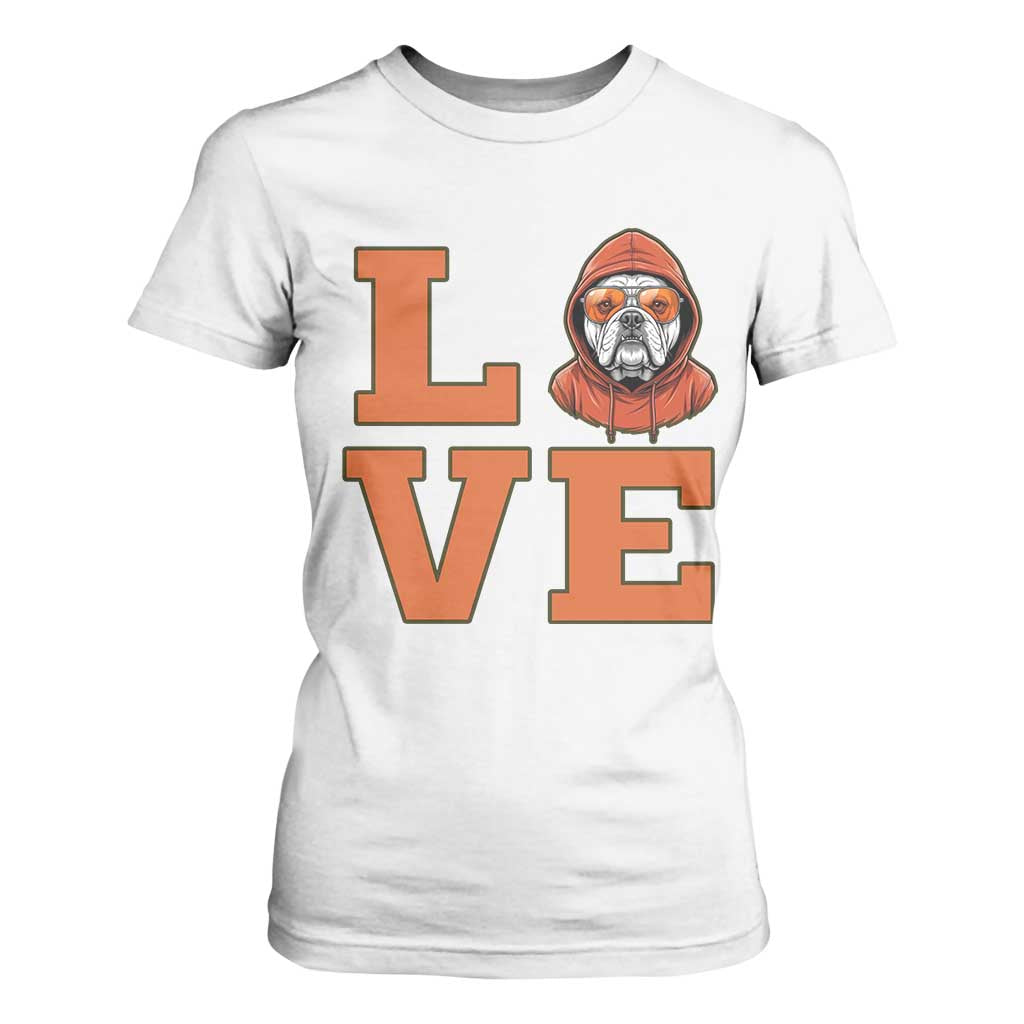 Love Vintage Cool Bulldog T Shirt For Women Game Day Dog Lover TS12 White Print Your Wear