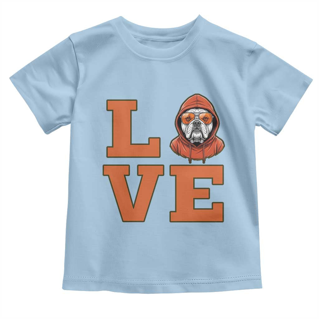 Love Vintage Cool Bulldog Toddler T Shirt Game Day Dog Lover TS12 Light Blue Print Your Wear