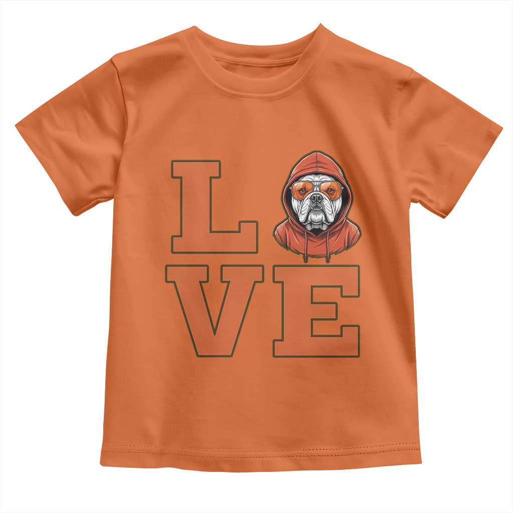 Love Vintage Cool Bulldog Toddler T Shirt Game Day Dog Lover TS12 Orange Print Your Wear