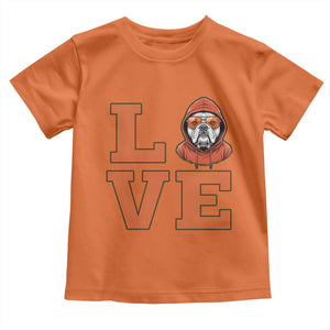 Love Vintage Cool Bulldog Toddler T Shirt Game Day Dog Lover TS12 Orange Print Your Wear