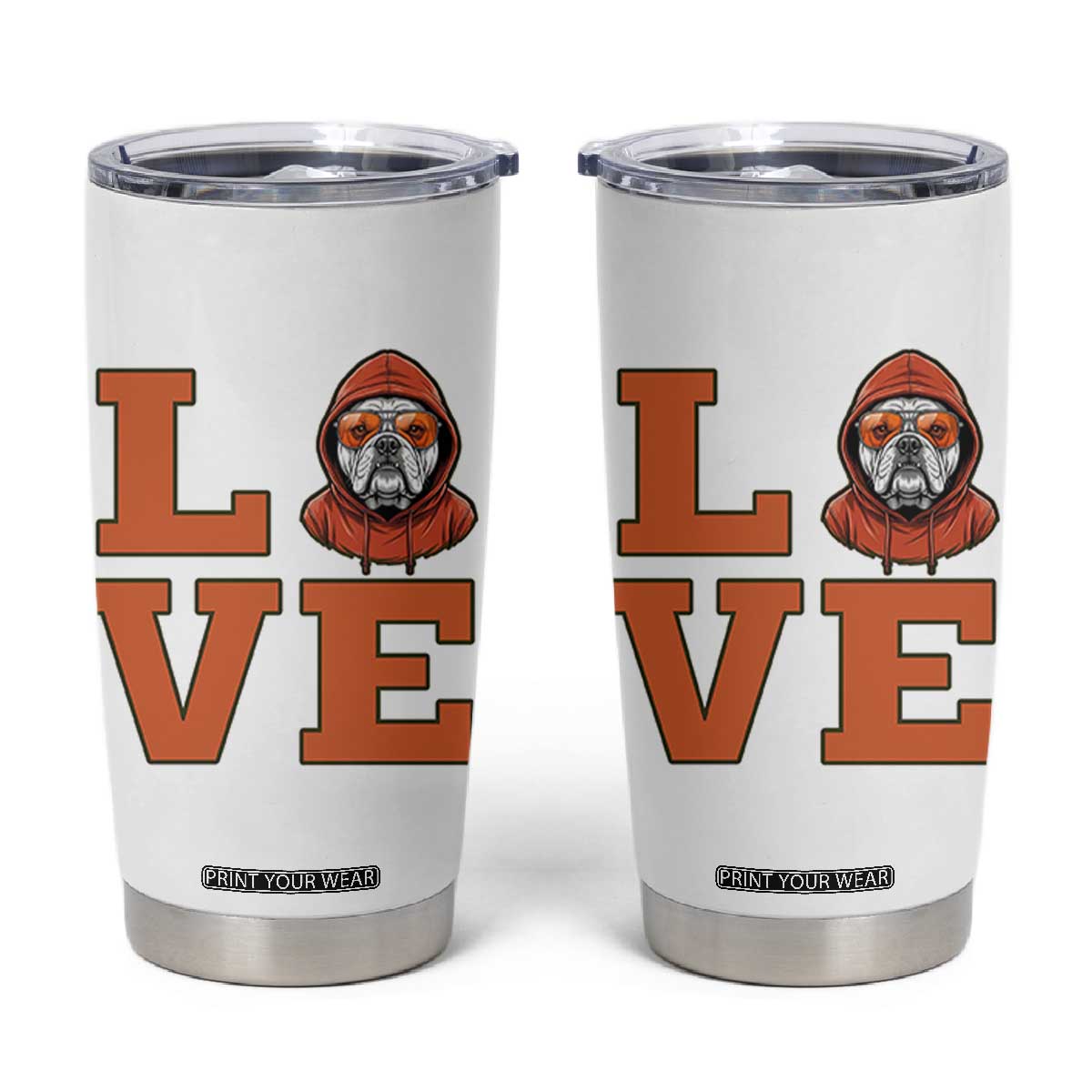 Love Vintage Cool Bulldog Tumbler Cup Game Day Dog Lover TS12 White Print Your Wear