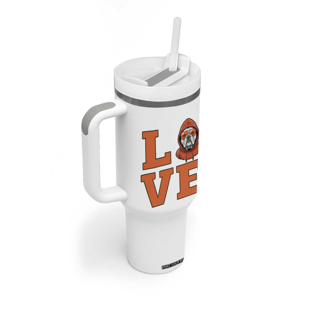 Love Vintage Cool Bulldog Tumbler With Handle Game Day Dog Lover TS12 Print Your Wear