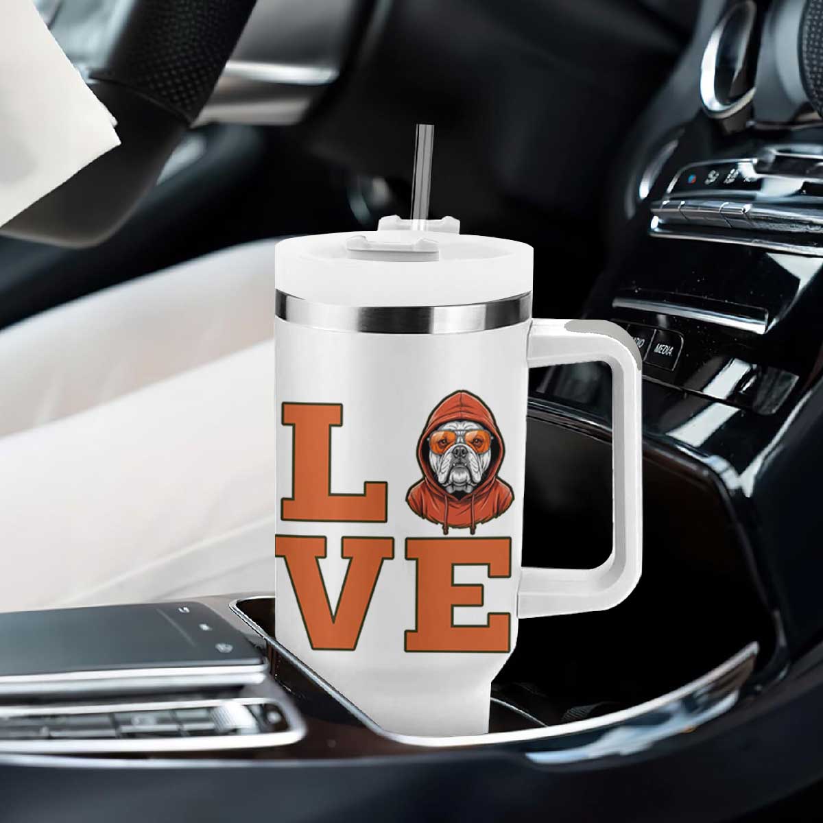 Love Vintage Cool Bulldog Tumbler With Handle Game Day Dog Lover TS12 Print Your Wear