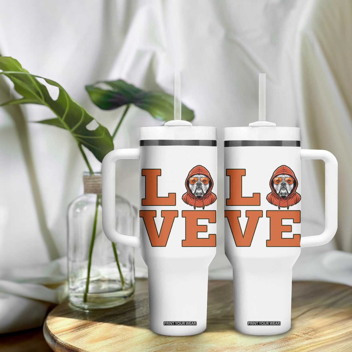 Love Vintage Cool Bulldog Tumbler With Handle Game Day Dog Lover TS12 Print Your Wear