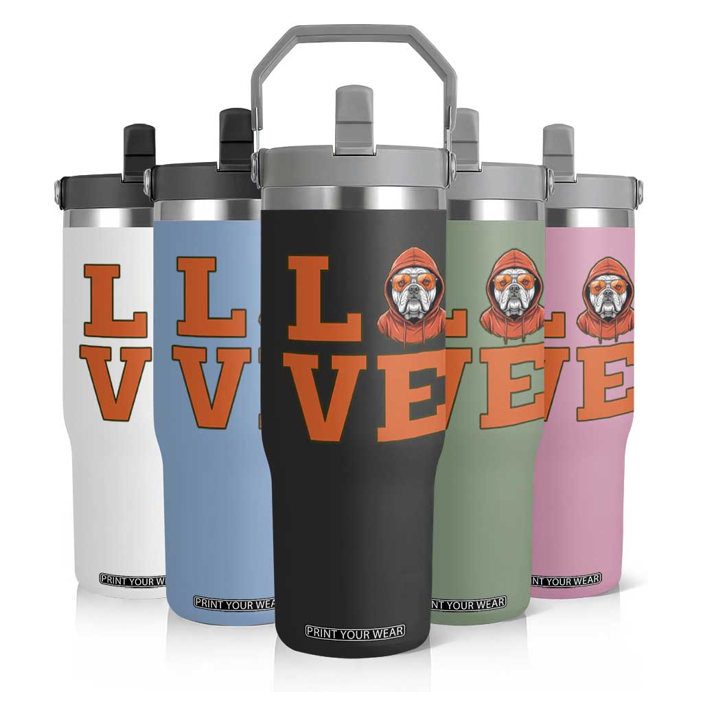 Love Vintage Cool Bulldog Flip Straw Tumbler Game Day Dog Lover TS12 Print Your Wear