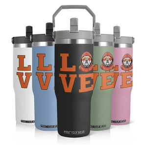 Love Vintage Cool Bulldog Flip Straw Tumbler Game Day Dog Lover TS12 Print Your Wear