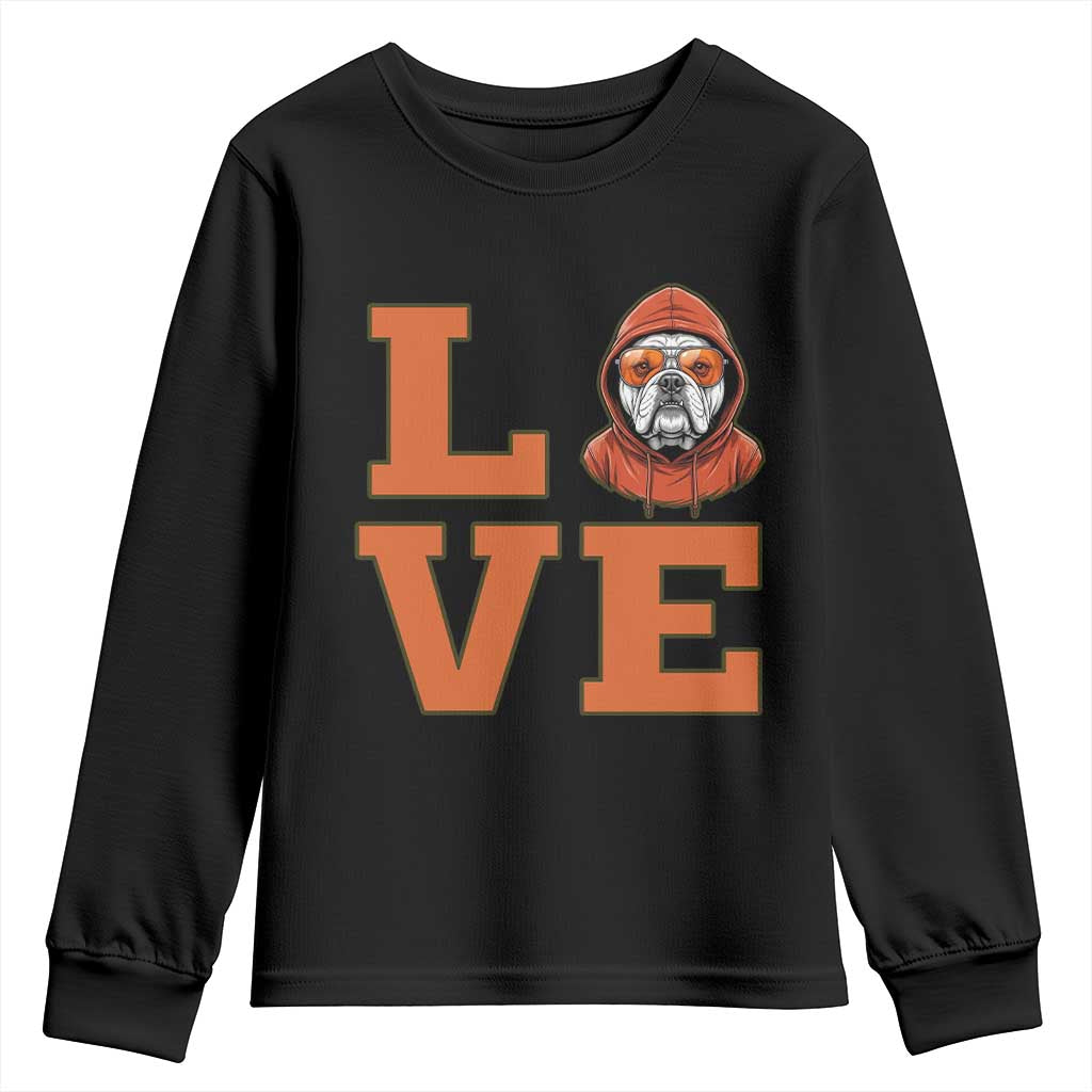 Love Vintage Cool Bulldog Youth Sweatshirt Game Day Dog Lover TS12 Black Print Your Wear