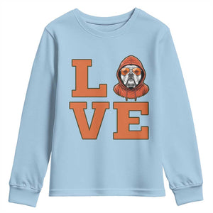 Love Vintage Cool Bulldog Youth Sweatshirt Game Day Dog Lover TS12 Light Blue Print Your Wear