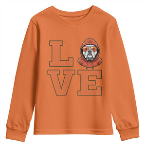 Love Vintage Cool Bulldog Youth Sweatshirt Game Day Dog Lover TS12 Orange Print Your Wear