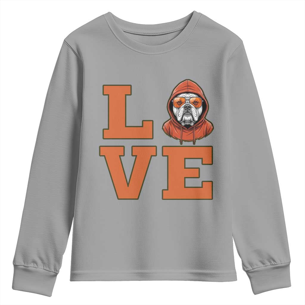 Love Vintage Cool Bulldog Youth Sweatshirt Game Day Dog Lover TS12 Sport Gray Print Your Wear