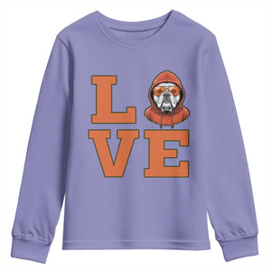 Love Vintage Cool Bulldog Youth Sweatshirt Game Day Dog Lover TS12 Violet Print Your Wear