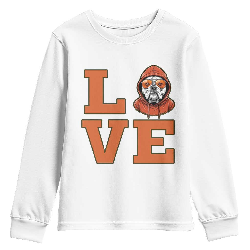 Love Vintage Cool Bulldog Youth Sweatshirt Game Day Dog Lover TS12 White Print Your Wear
