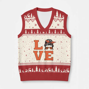 Love Vintage Cool Pun Girl V-Neck Knit Sweater Vest Game Day Gift TS12 Beige Red Print Your Wear