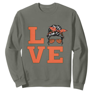 Love Vintage Cool Pun Girl Sweatshirt Game Day Gift TS12 Military Green Print Your Wear