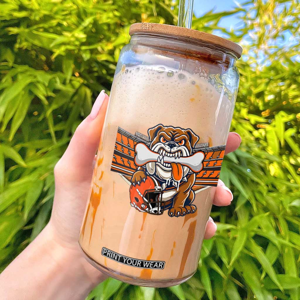Funny Bulldog Football Lover Glass Can Game Day Fan Lifestyle TS12 White Print Your Wear
