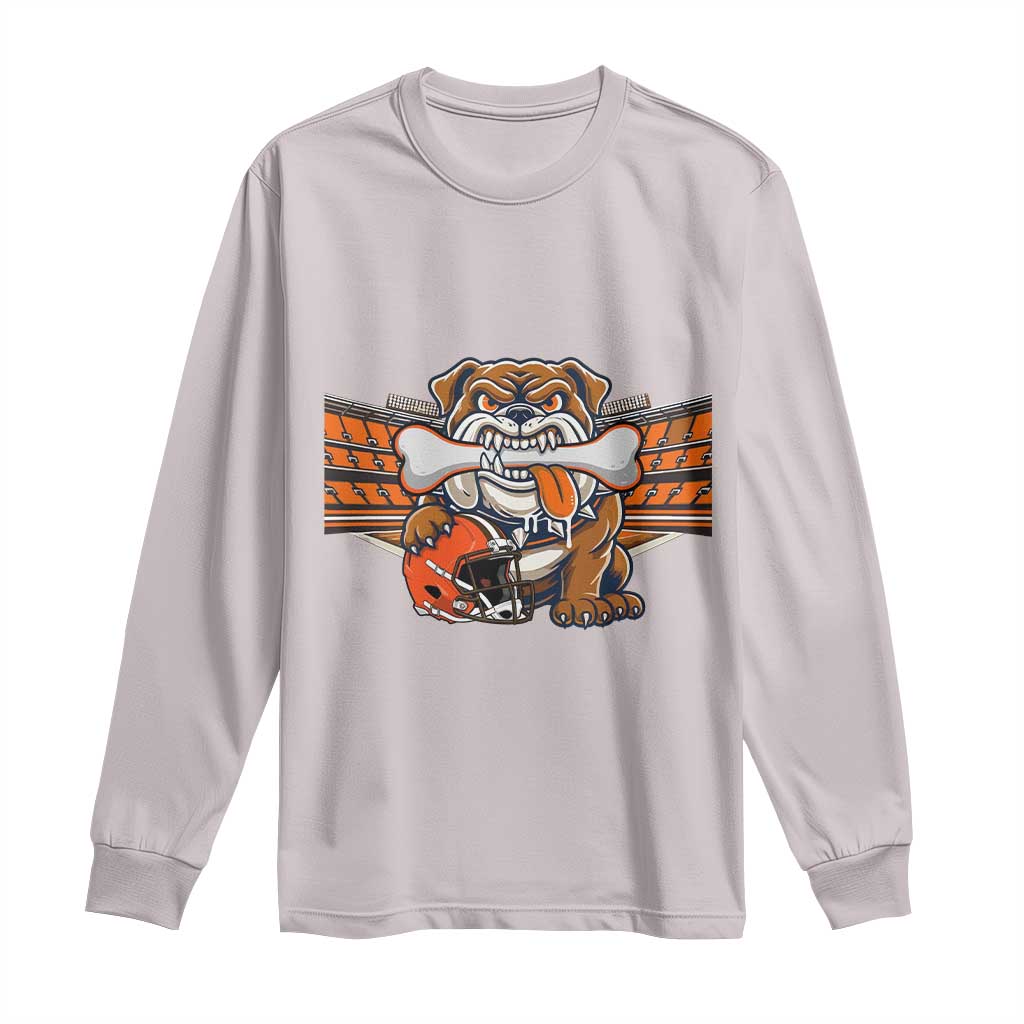 Funny Bulldog Football Lover Long Sleeve Shirt Game Day Fan Lifestyle TS12 Ice Gray Print Your Wear
