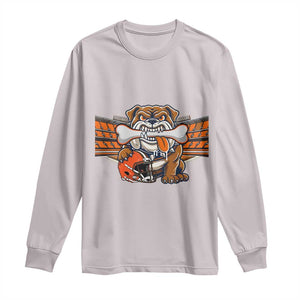 Funny Bulldog Football Lover Long Sleeve Shirt Game Day Fan Lifestyle TS12 Ice Gray Print Your Wear