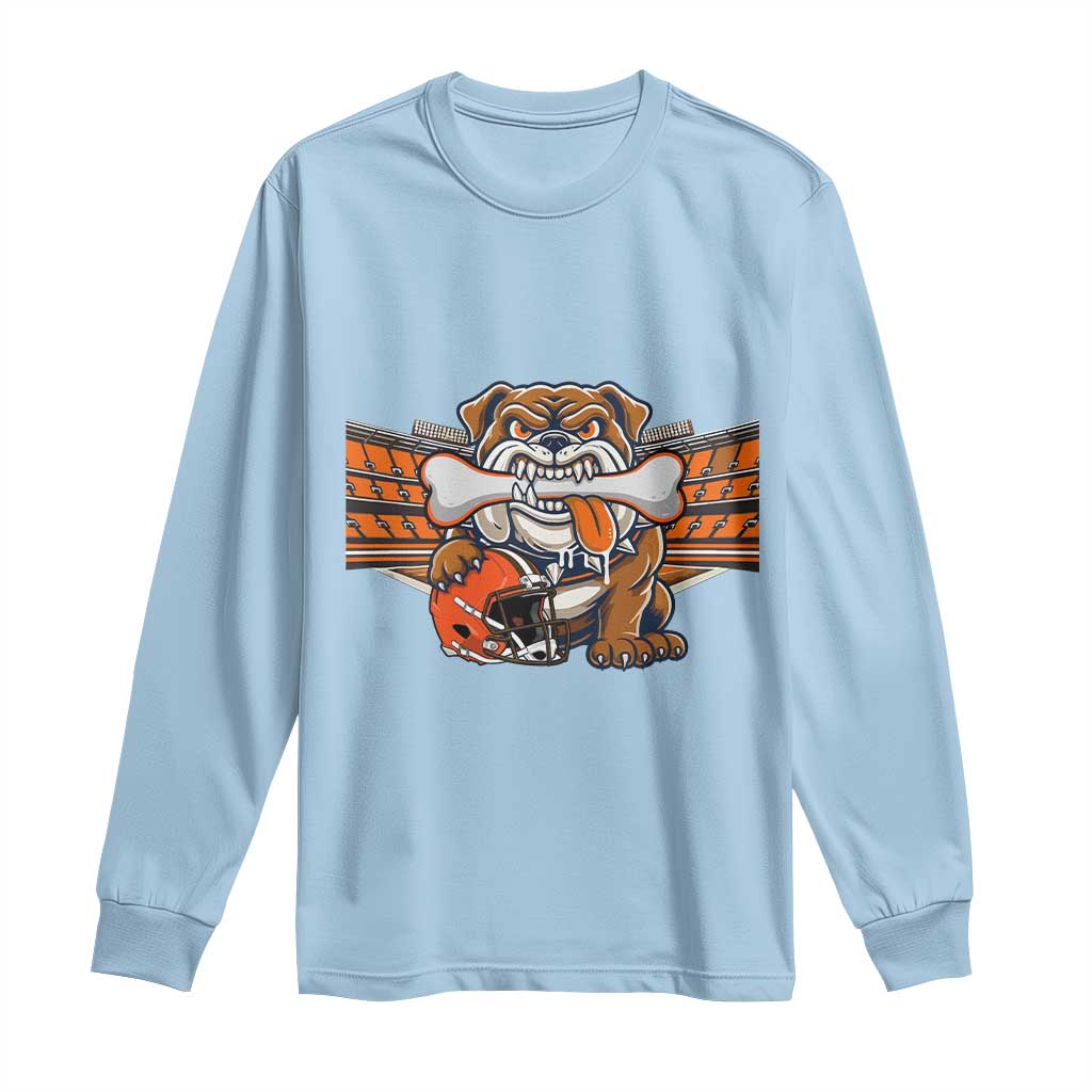 Funny Bulldog Football Lover Long Sleeve Shirt Game Day Fan Lifestyle TS12 Light Blue Print Your Wear