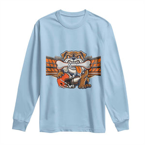Funny Bulldog Football Lover Long Sleeve Shirt Game Day Fan Lifestyle TS12 Light Blue Print Your Wear