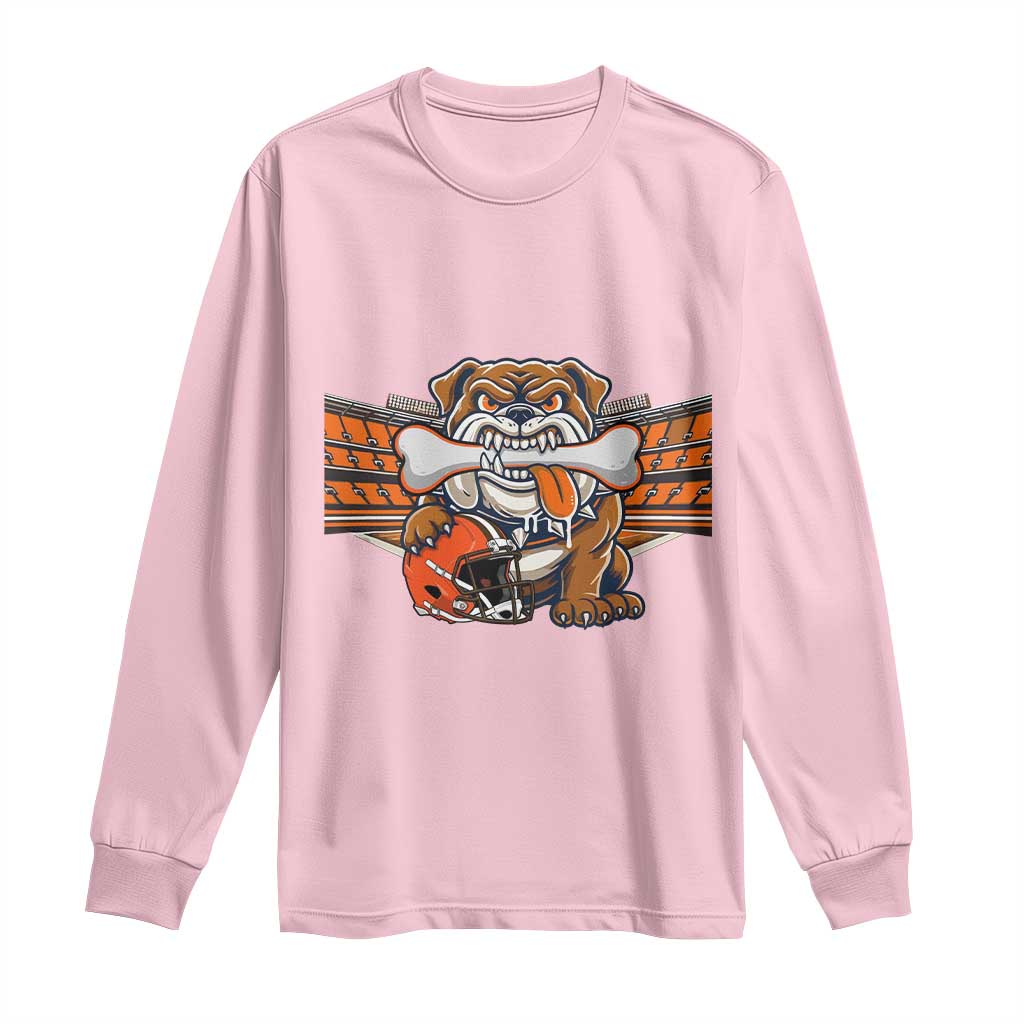 Funny Bulldog Football Lover Long Sleeve Shirt Game Day Fan Lifestyle TS12 Light Pink Print Your Wear