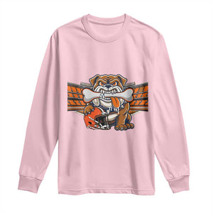 Funny Bulldog Football Lover Long Sleeve Shirt Game Day Fan Lifestyle TS12 Light Pink Print Your Wear