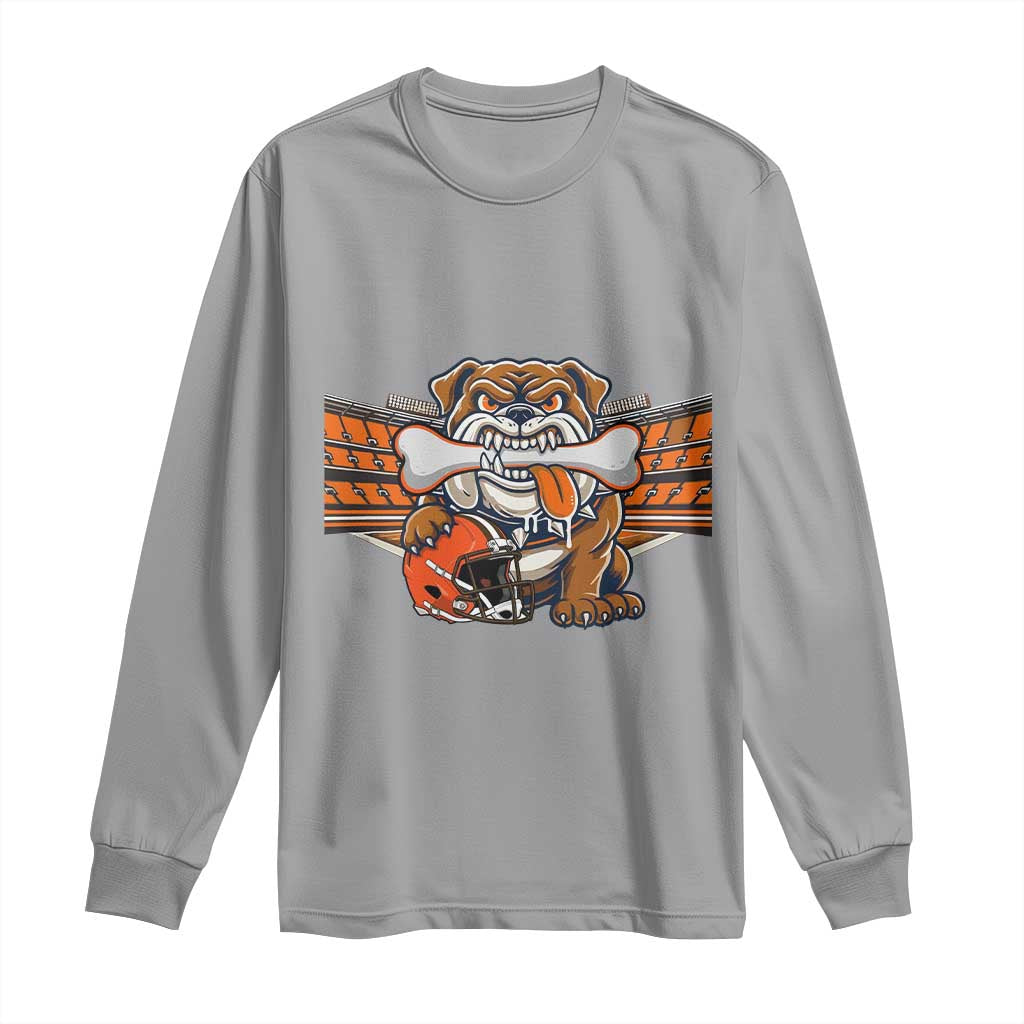 Funny Bulldog Football Lover Long Sleeve Shirt Game Day Fan Lifestyle TS12 Sport Gray Print Your Wear