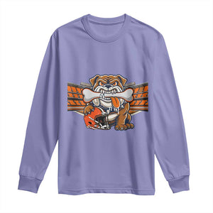 Funny Bulldog Football Lover Long Sleeve Shirt Game Day Fan Lifestyle TS12 Violet Print Your Wear