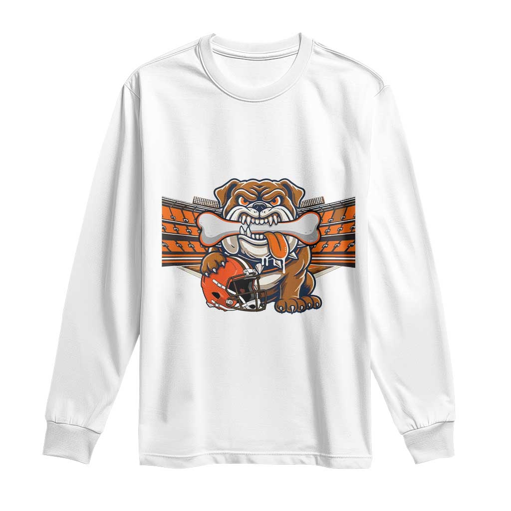 Funny Bulldog Football Lover Long Sleeve Shirt Game Day Fan Lifestyle TS12 White Print Your Wear