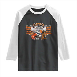 Funny Bulldog Football Lover Raglan Shirt Game Day Fan Lifestyle TS12 Black White Print Your Wear