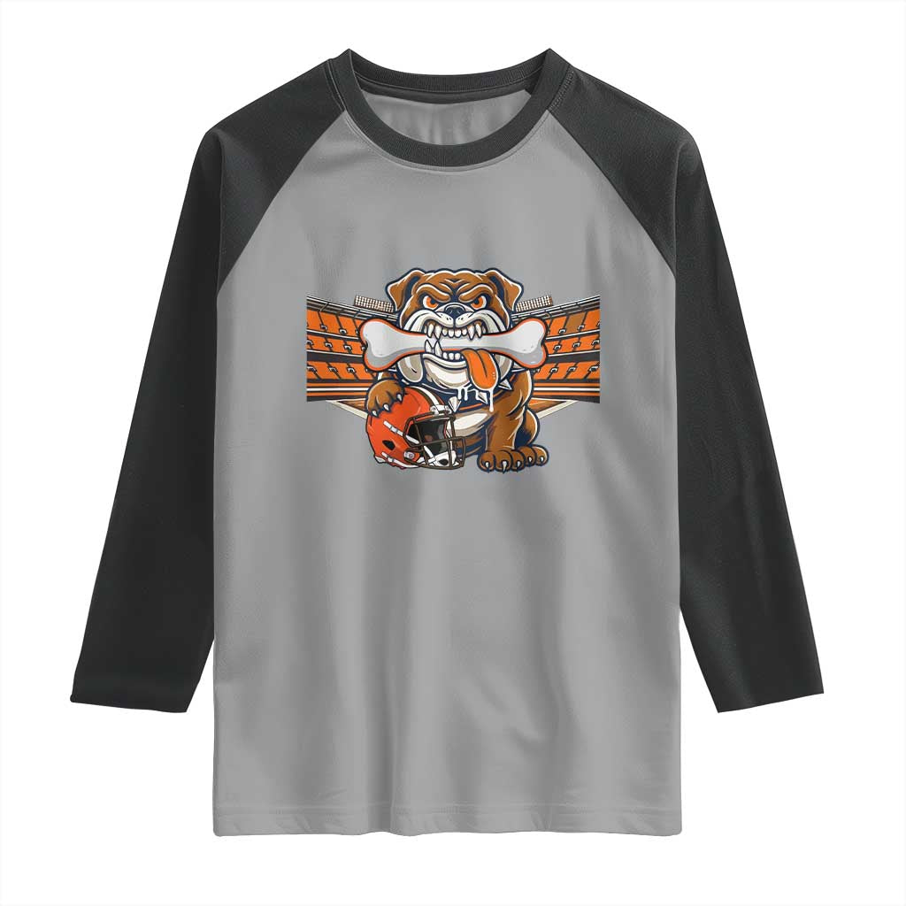 Funny Bulldog Football Lover Raglan Shirt Game Day Fan Lifestyle TS12 Sport Gray Black Print Your Wear