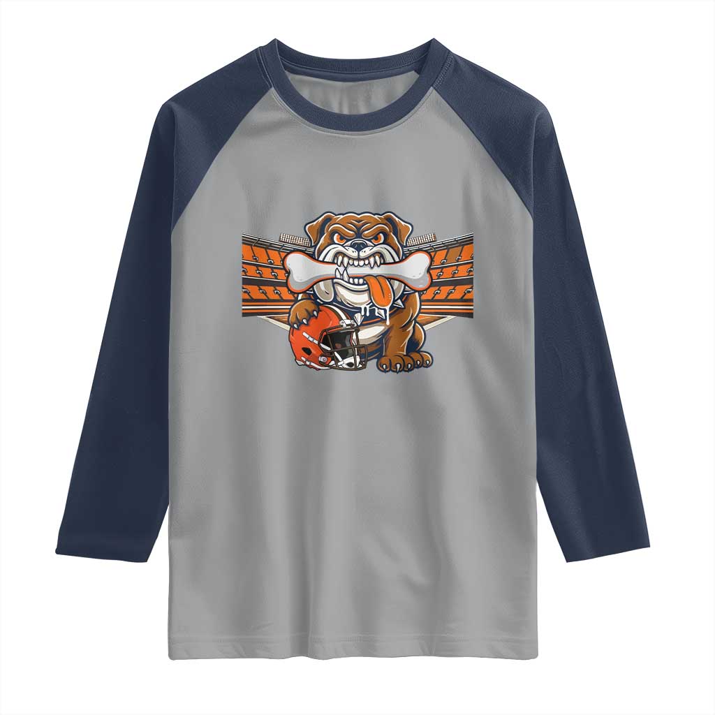 Funny Bulldog Football Lover Raglan Shirt Game Day Fan Lifestyle TS12 Sport Gray Navy Print Your Wear