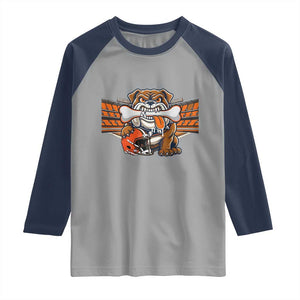 Funny Bulldog Football Lover Raglan Shirt Game Day Fan Lifestyle TS12 Sport Gray Navy Print Your Wear