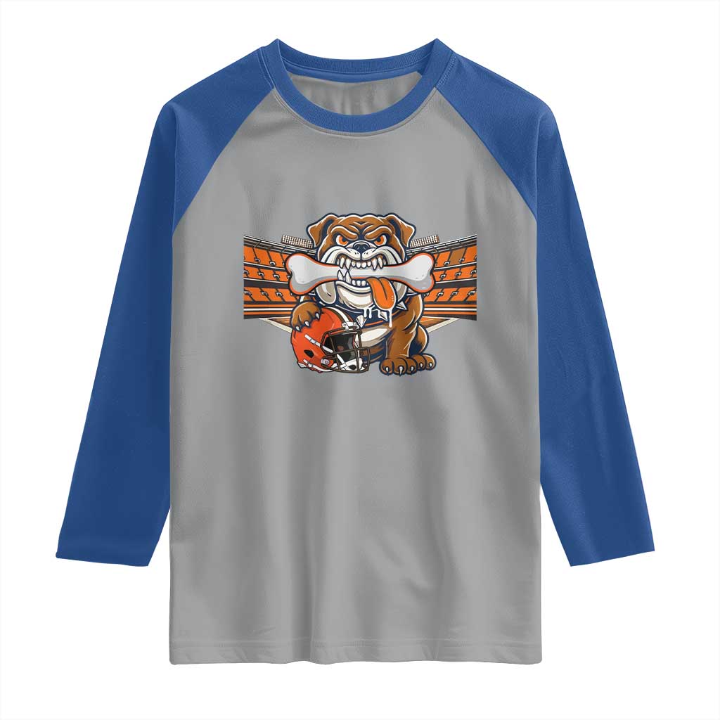 Funny Bulldog Football Lover Raglan Shirt Game Day Fan Lifestyle TS12 Sport Gray Royal Print Your Wear