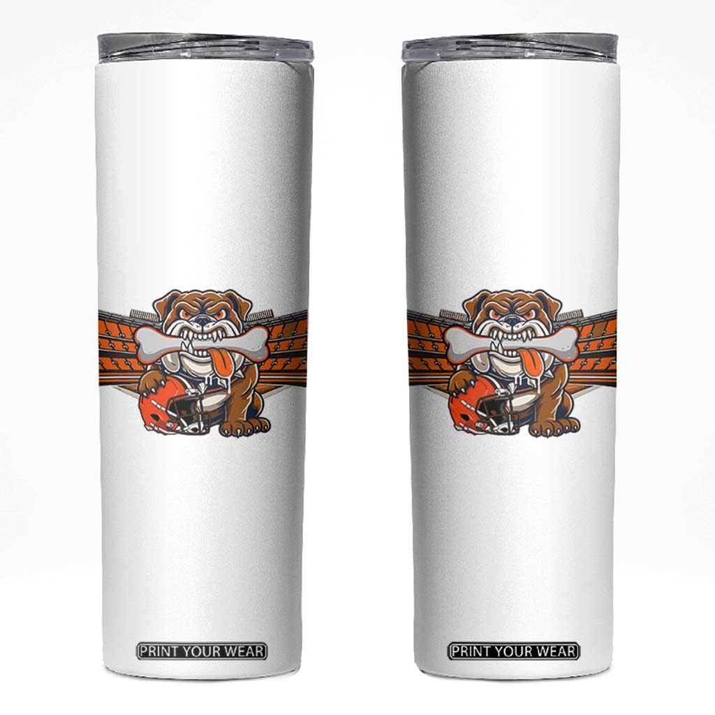 Funny Bulldog Football Lover Skinny Tumbler Game Day Fan Lifestyle TS12 White Print Your Wear