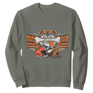 Funny Bulldog Football Lover Sweatshirt Game Day Fan Lifestyle TS12 Military Green Print Your Wear