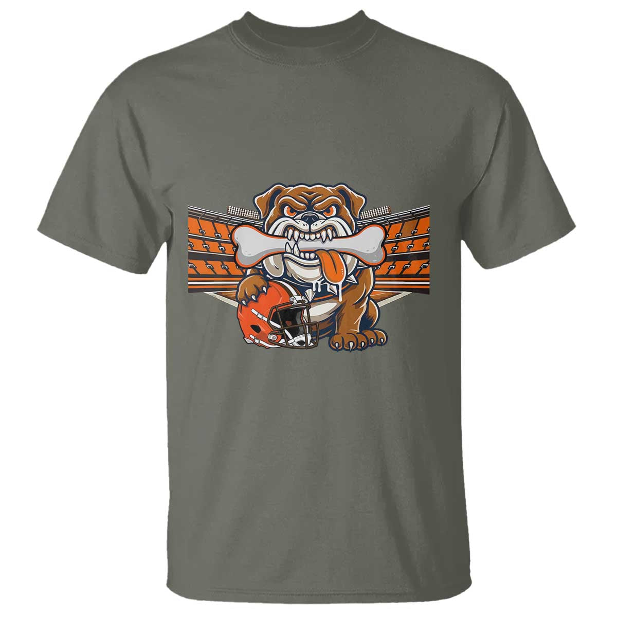 Funny Bulldog Football Lover T Shirt Game Day Fan Lifestyle TS12 Military Green Print Your Wear