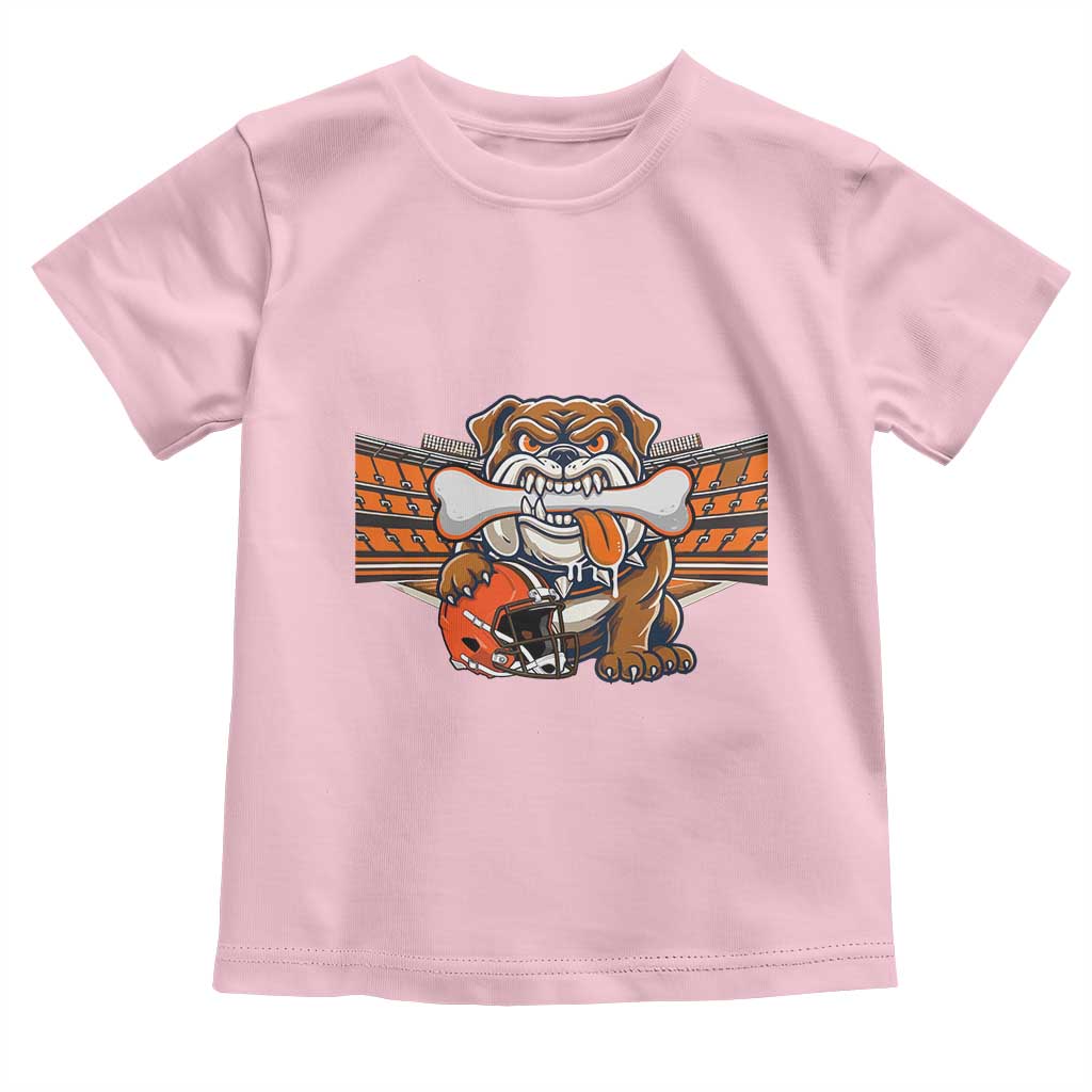 Funny Bulldog Football Lover Toddler T Shirt Game Day Fan Lifestyle TS12 Light Pink Print Your Wear